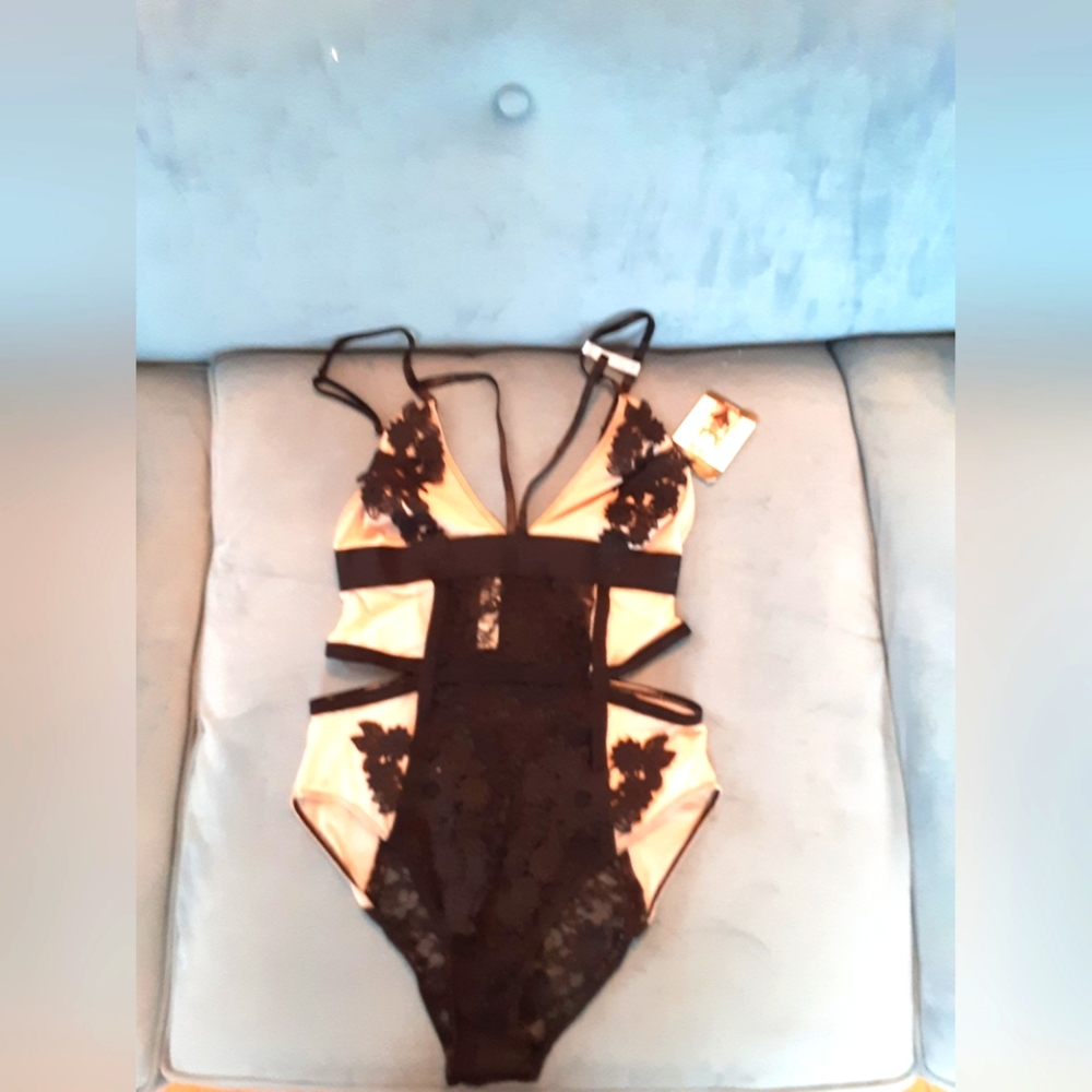 French Affair Sexy Lace & Mesh Bodysuit